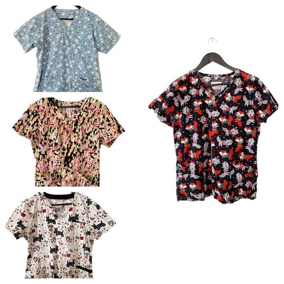 Scrub Tops *Lot of 5* Patterned Medical Scrubs - Picture 1 of 10